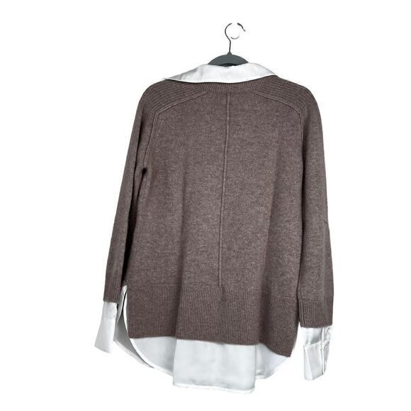 Magaschoni Cashmere sweater Size medium color pebble heather/ivory - Picture 8 of 12